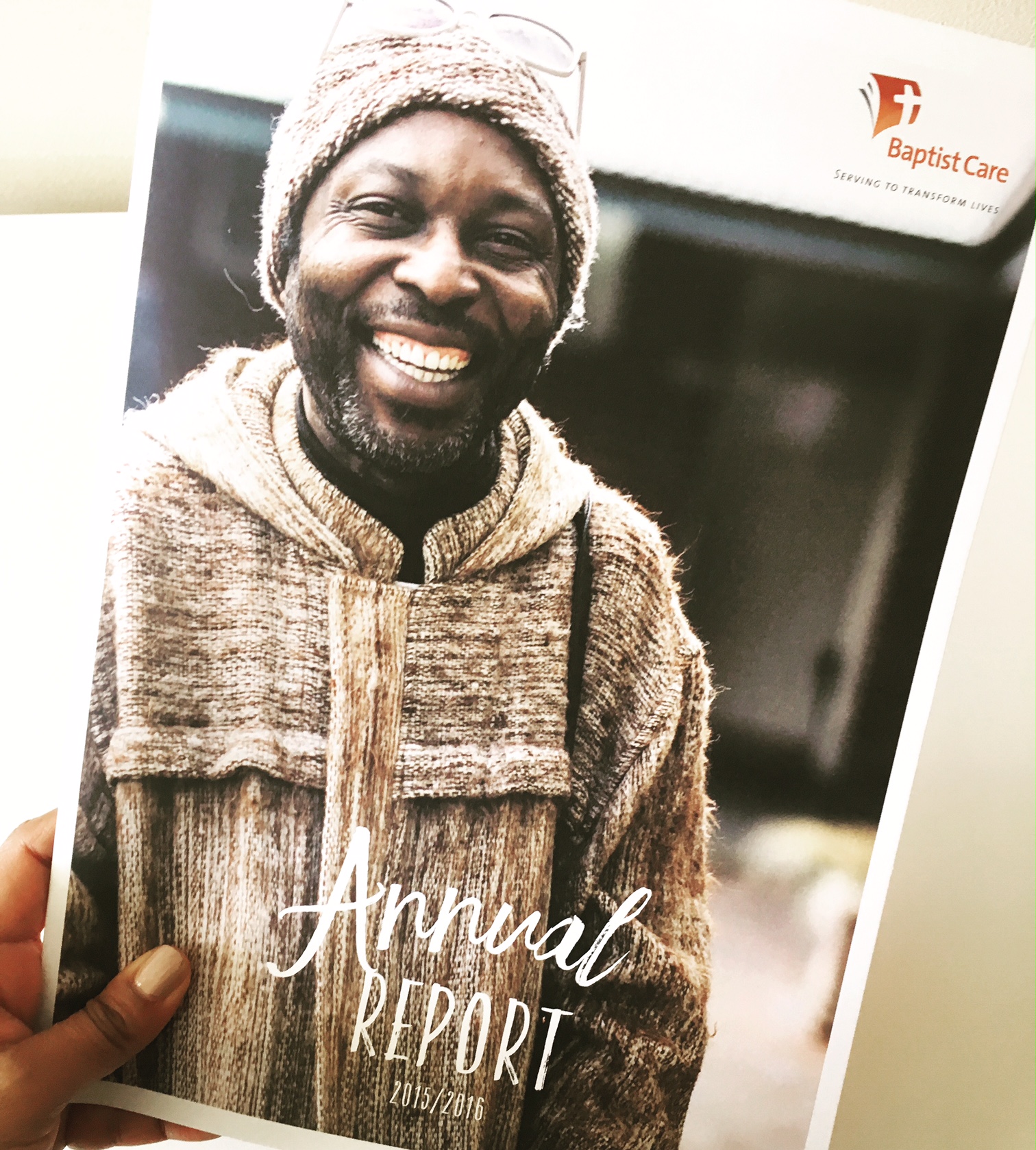 Annual Report 2016 for Baptist Care SA. Creative direction, copy, editing and project management by Drummer Marketing, design by Polkadot Prints, photography by Click Films.